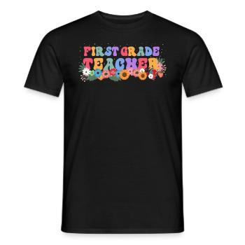 Enseignante de première année Fleurs sauvages florales - T-shirt homme - noir - Devant - AI Model Male 178 light (178cm)
