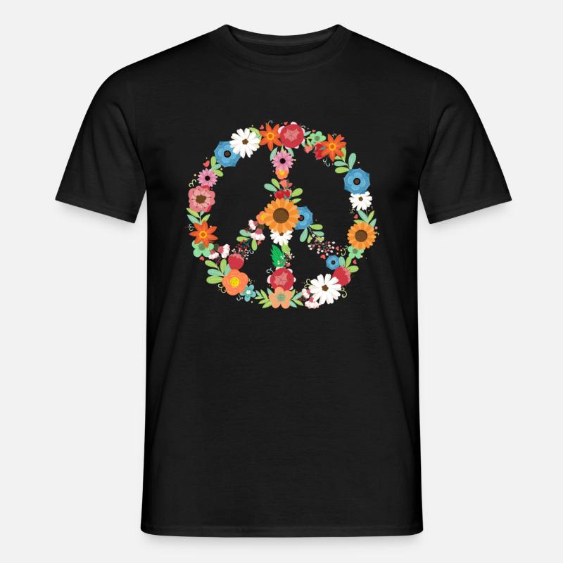 Blumenstrauß Friedenszeichen Botanischer - Männer T-Shirt - Schwarz