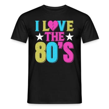 J’adore le vintage rétro des années 80 des années 1980 | Costume des années 80 - T-shirt homme - noir - Devant - AI Model Male 178 light (178cm)