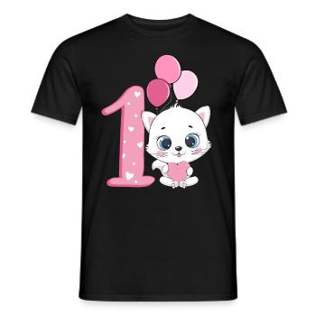 1st Birthday Kitten | Cat Birthday Shirt | Cat - Men's T-Shirt - black - Front - AI Model Male 178 light (178cm)