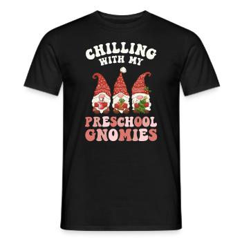 Chilling With My Preschool Gnomies Teacher - Men's T-Shirt - black - Front - AI Model Male 178 light (178cm)