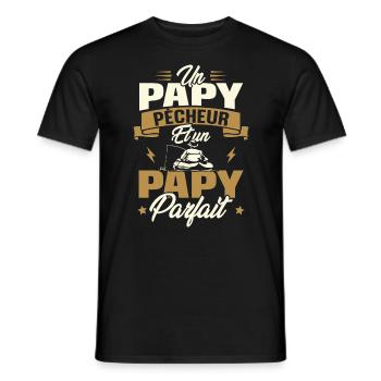 Un papy pêcheur est un papy parfait - T-shirt homme - noir - Devant - AI Model Male 178 light (178cm)