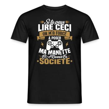 J’ai été obligé de poser ma manette de jeu - T-shirt homme - noir - Devant - AI Model Male 178 light (178cm)