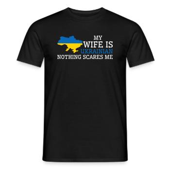 Nothing Scares Me Ukrainian Wife Ukraine - Men's T-Shirt - black - Front - AI Model Male 178 light (178cm)