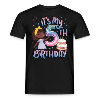 It's my 5th birthday Melanin Kid Juneteenth - Men's T-Shirt - black - Front - AI Model Male 178 light (178cm)