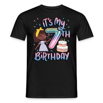 It's my 7th birthday Melanin Kid Juneteenth - Men's T-Shirt - black - Front - AI Model Male 178 light (178cm)