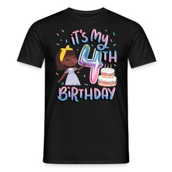 It's My 4th Birthday Melanin Kid Juneteenth - Men's T-Shirt - black - Front - AI Model Male 178 light (178cm)