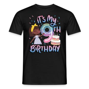 It's my 9th birthday Melanin Kid Juneteenth - Men's T-Shirt - black - Front - AI Model Male 178 light (178cm)