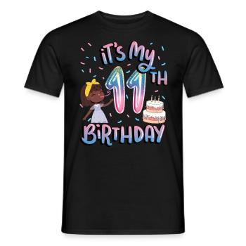It's my 11th birthday Melanin Kid Juneteenth - Men's T-Shirt - black - Front - AI Model Male 178 light (178cm)