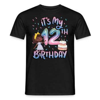 It's my 12th birthday Melanin Kid Juneteenth - Men's T-Shirt - black - Front - AI Model Male 178 light (178cm)