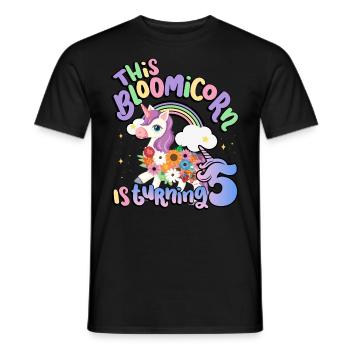 Bloomicorn Is Turning 5 Einhorn 5. Geburtstag - Männer T-Shirt - Schwarz - Vorne - AI Model Male 178 light (178cm)
