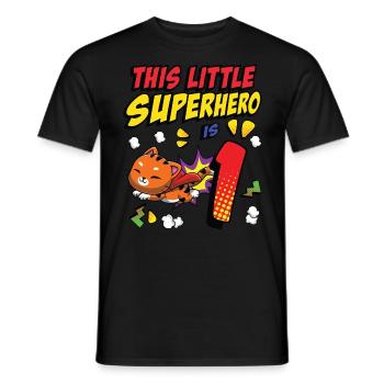 This little superhero is 1 Cat Owner 1st - Men's T-Shirt - black - Front - AI Model Male 178 light (178cm)