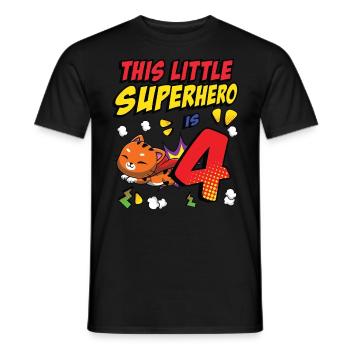 This little superhero is 4 cat owners 4. - Men's T-Shirt - black - Front - AI Model Male 178 light (178cm)
