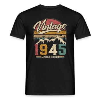 Vintage 1945 Limited Edition Birthday Gift - Men's T-Shirt - black - Front - AI Model Male 178 light (178cm)