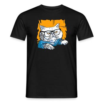 Stilvolle Nerd Persische Katze Beanie Brille - Männer T-Shirt - Schwarz - Vorne - AI Model Male 178 light (178cm)