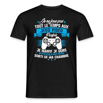 Je ne joue pas tout le temps aux jeux vidéos - T-shirt homme - noir - Devant - AI Model Male 178 light (178cm)