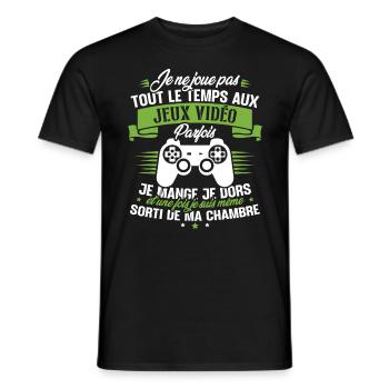 Je ne joue pas tout le temps aux jeux vidéos - T-shirt homme - noir - Devant - AI Model Male 178 light (178cm)