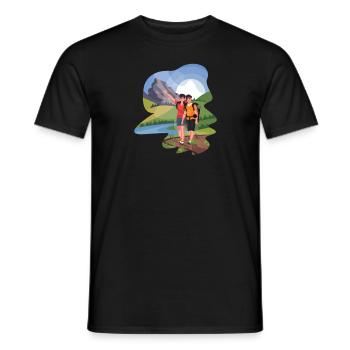 Randonneurs Randonneurs Montagnes Vallée de montagne Vallées Randonnée pédestre - T-shirt homme - noir - Devant - AI Model Male 178 light (178cm)