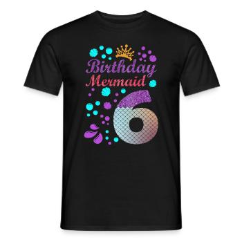 Birthday Mermaid 6 Shell Summer Vibe 6 - Men's T-Shirt - black - Front - AI Model Male 178 light (178cm)