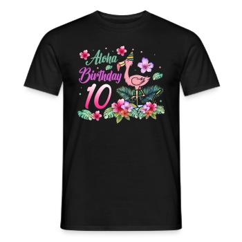 Aloha Birthday 10 Flamingo Bird 10th Birthday - Men's T-Shirt - black - Front - AI Model Male 178 light (178cm)