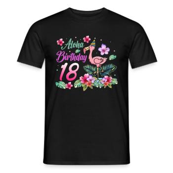 Aloha Birthday 18 Flamingo Bird 18th Birthday - Men's T-Shirt - black - Front - AI Model Male 178 light (178cm)