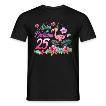 Aloha Birthday 25 Flamingo Bird 25th Birthday - Men's T-Shirt - black - Front - AI Model Male 178 light (178cm)