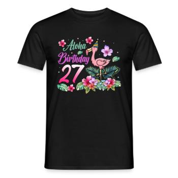 Aloha Birthday 27 Flamingo Bird 27th Birthday - Men's T-Shirt - black - Front - AI Model Male 178 light (178cm)