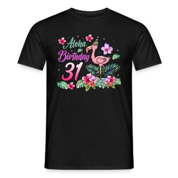 Aloha Birthday 31 Flamingo Bird 31st Birthday - Men's T-Shirt - black - Front - AI Model Male 178 light (178cm)