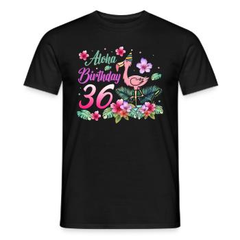 Aloha Birthday 36 Flamingo Bird 36th Birthday - Men's T-Shirt - black - Front - AI Model Male 178 light (178cm)