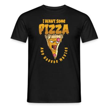 Halloween Pizza Monster Scary Pizza Liebhaber, - Männer T-Shirt - Schwarz - Vorne - AI Model Male 178 light (178cm)