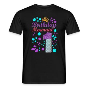 Birthday Mermaid 1 Shell Summer Vibe 1 - Men's T-Shirt - black - Front - AI Model Male 178 light (178cm)