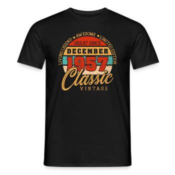 Retro 65 Years December 1957 Birthday Vintage - Männer T-Shirt - Schwarz - Vorne - AI Model Male 178 light (178cm)