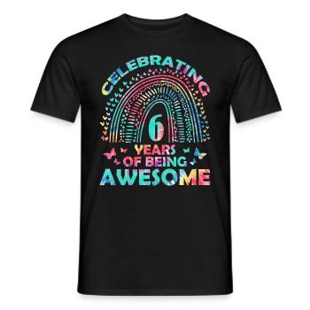 Nous fêtons 6 ans « génial » anniversaire - T-shirt homme - noir - Devant - AI Model Male 178 light (178cm)