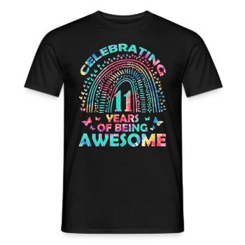 Nous célébrons 11 ans « génial papillon d’anniversaire » - T-shirt homme - noir - Devant - AI Model Male 178 light (178cm)