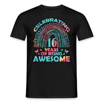 We celebrate 16 years "awesome Birthday Butterfly" - Men's T-Shirt - black - Front - AI Model Male 178 light (178cm)