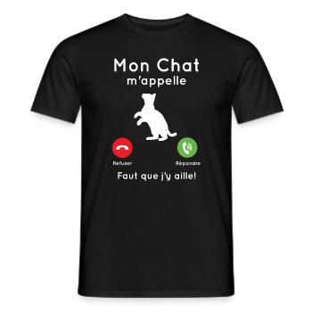 Mon chat m'appelle - T-shirt homme - noir - Devant - AI Model Male 178 light (178cm)