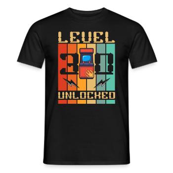 Level 30 Unlocked Arcade Machine Gamer 30. - Men's T-Shirt - black - Front - AI Model Male 178 light (178cm)