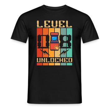 Level 8 Unlocked Arcade Machine Gamer 8. - Men's T-Shirt - black - Front - AI Model Male 178 light (178cm)