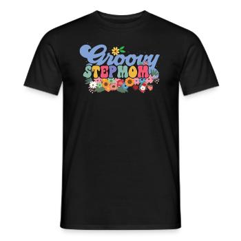 Groovy stepmother garden plant flowers - Men's T-Shirt - black - Front - AI Model Male 178 light (178cm)