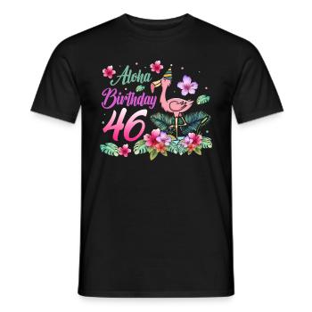 Aloha Geburtstag 46 Flamingo Vogel 46. Geburtstag - Männer T-Shirt - Schwarz - Vorne - AI Model Male 178 light (178cm)