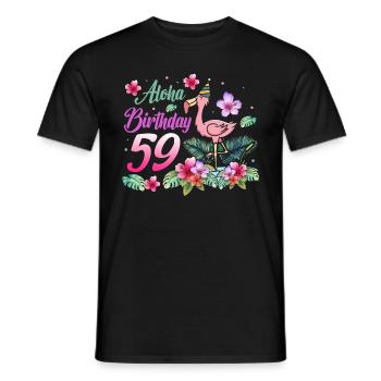 Aloha Anniversaire 59 Flamant rose Oiseau 59e anniversaire - T-shirt homme - noir - Devant - AI Model Male 178 light (178cm)