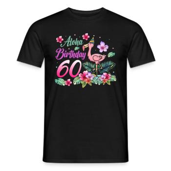 Aloha Birthday 60 Flamingo Bird 60th Birthday - Men's T-Shirt - black - Front - AI Model Male 178 light (178cm)