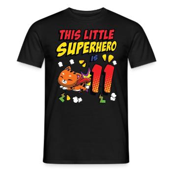 This little superhero is 11 cat owner 11. - Men's T-Shirt - black - Front - AI Model Male 178 light (178cm)