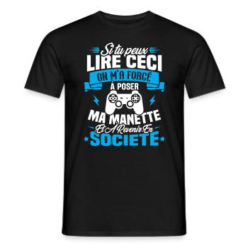 J’ai été obligé de poser ma manette de jeu - T-shirt homme - noir - Devant - AI Model Male 178 light (178cm)