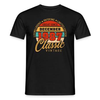 Retro 35 Jahre Dezember 1987 Geburtstag Vintage - Männer T-Shirt - Schwarz - Vorne - AI Model Male 178 light (178cm)