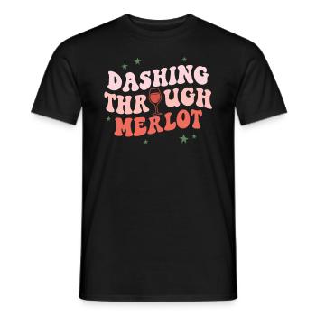 Dashing Through Merlot Funny Christmas Wine - Men's T-Shirt - black - Front - AI Model Male 178 light (178cm)