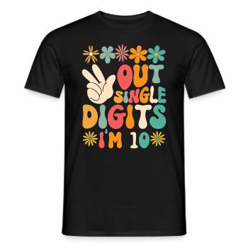 Peace Out Single Digits I'm 10 Flower 10th - Männer T-Shirt - Schwarz - Vorne - AI Model Male 178 light (178cm)
