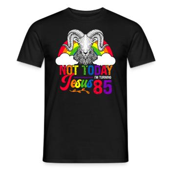 Not today Jesus I will be 85 Rainbow sheep - Men's T-Shirt - black - Front - AI Model Male 178 light (178cm)