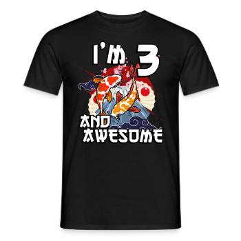 I'm 3 and awesome Japanese carp koi - Men's T-Shirt - black - Front - AI Model Male 178 light (178cm)