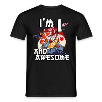 I'm 1 and awesome Japanese carp koi - Men's T-Shirt - black - Front - AI Model Male 178 light (178cm)